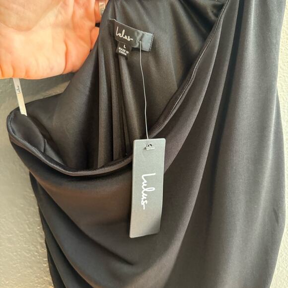 Lulu's NWT Total Appeal Ruched One Shoulder Bodycon Midi Dress Size L - Picture 7 of 7